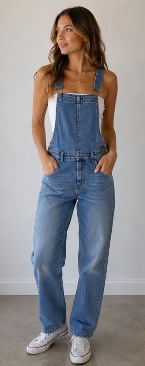 Gap Womens XS Denim Overalls‎ Medium Wash Open Back Relaxed 90s Y2K Bib Jeans thumbnail 1