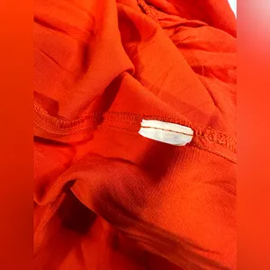 Zara‎ Tiered Midi Dress Short Sleeve V-neck Wrap Flounced Hem Red/ Orange XS thumbnail 11