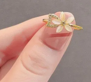 18K Gold Plated Adjustable Flower Ring for Women thumbnail 1