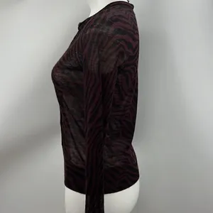 Ann Taylor Loft maroon black XS animal print cardigan thumbnail 5