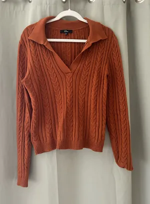 Lulus Pumpkin colored sweater thumbnail 1