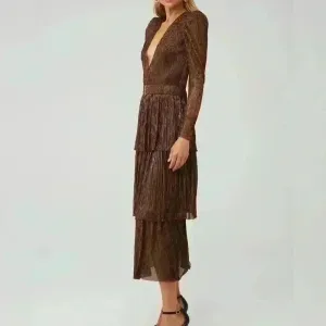 $438 Sabina Musayev x Revolve Carry Dress Brown‎ Mocha Copper Tiered Dress XS thumbnail 5