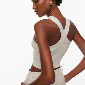 Babaton Criss Cross‎ Sculpt Knit Aritzia Cropped Tank Top Size XS thumbnail 2