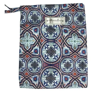 Alessandro Lamura Unisex Blue Multicolor Tile Print Drawstring Travel Pouch thumbnail 1