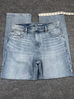 American Eagle Outfitters Ex-Boyfriend Light Wash Straight Jeans - Blue thumbnail 4