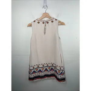 Anthropologie Akemi + Kin Reagan Mini Sleeveless Dress Embroidered Linen Size 2P thumbnail 5