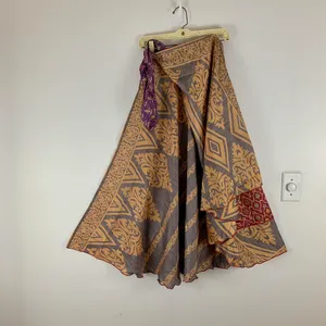 Reversible Maxi Wrap Skirt BINS520 Purple thumbnail 2