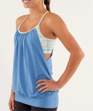 Lululemon Blue and yellow top with built in bra thumbnail 1