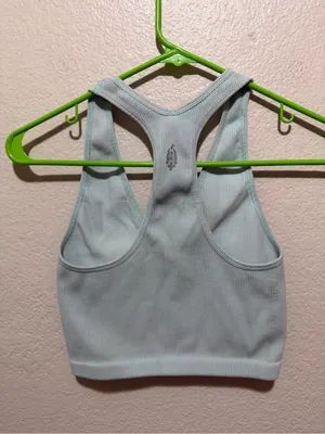 Free People Movement Free Throw Cropped Tank Blue Ribbed Racerback Large thumbnail 3