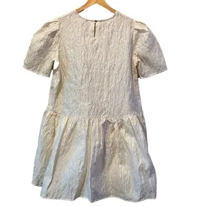 ZARA Voluminous Flounce Mini Dress Ivory NEW Size L thumbnail 6