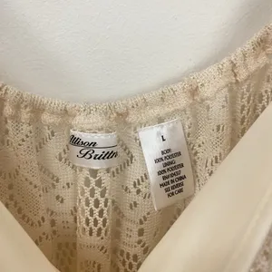 Allison Britney Beige Cream Lace Tiered Lined‎ Midi Dress Sz L Boho Off Shoulder thumbnail 5