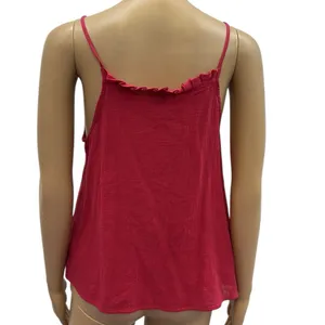 Universal Threads Red Cotton Ruffle Trim Square Neckline Spaghetti Strap Tank S thumbnail 6