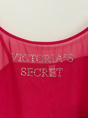 Victoria's Secret Y2k Pink Sheer Mesh Sequin Tank Top Size Large thumbnail 3