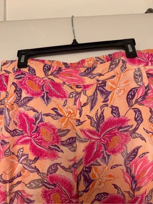 Old Navy Peach Floral Wide-Leg Pants with Pink and Purple Blooms🌸 thumbnail 5