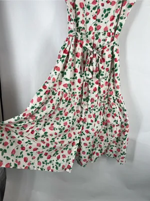 J.Crew Strawberry Print Collared Midi Dress Belted Size 10 thumbnail 11