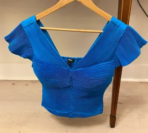 Blue Pleated Express Top thumbnail 1