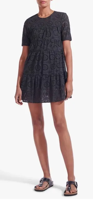 STAUD Mini‎ Black Hyacinth Dress Eyelet Lace Size Medium thumbnail 1