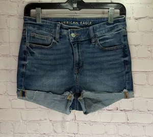 American Eagle Outfitters Dark Blue Rolled Hem Denim Shorts Woman’s Size‎ 4 thumbnail 1
