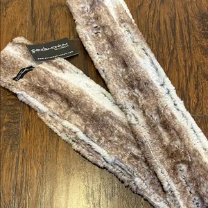 Brown & White Faux Fur Skinny Scarf — New With Tags — Cozy Winter Look thumbnail 1