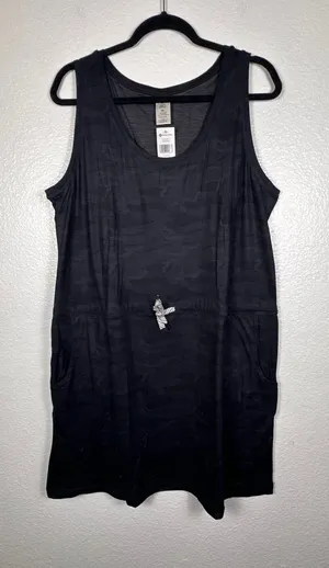 Members Mark Soft Dress XL Black Camo‎ Tank Sleeveless Drawstring Pockets thumbnail 1