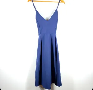 Elia Cher NEW Blue Spaguetti Strap Sexy Open Back Pocket Dress Size L thumbnail 4