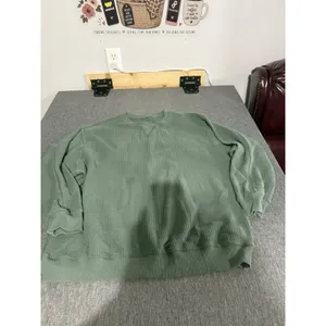 Aerie The Sweat Waffle Crew Neck Oversized Long Sweatshirt Royal Palm Sz L thumbnail 2