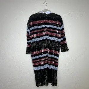 Eloquii Studio Sequin Striped Bodycon Mini Dress Collared‎ Black Size 16 Plux thumbnail 4