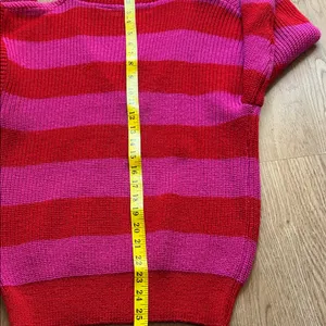 Vibrant Red and Pink Striped Women's Turtleneck Sweater thumbnail 4
