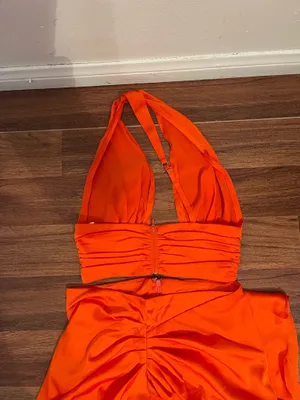 Oh Polly Bright Orange Satin Skirt with a Top thumbnail 8