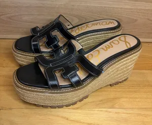 Sam Edelman Laine Black Platform Wedge Sandals - Size 9.5 thumbnail 1