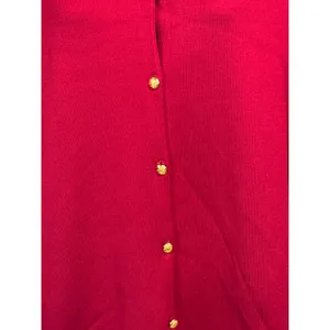 Lauren Ralph Lauren Red Silk Blend Button‎ Front Cardigan Large Coastal Grandma thumbnail 2
