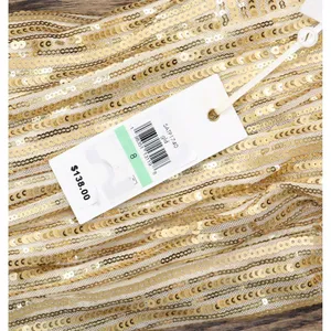 Siena Womens Sequined Spaghetti Strap Sweetheart Neck Midi Dress Gold Yellow 8 thumbnail 3