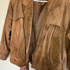 [G-III Global Identity] Vintage Brown Bomber Leather Jacket-Medium thumbnail 6