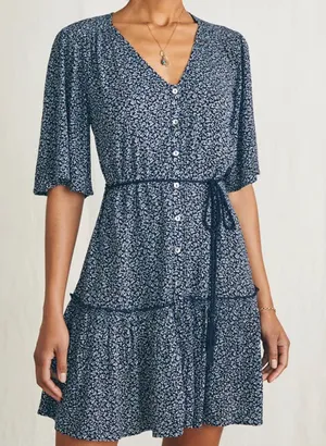 Faherty Orinda Tie Waist Button-Up Crepe Minidress XS thumbnail 1
