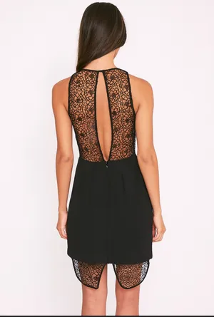 Keepsake The Label Reunion Black Lace Open Back High Low Mini Dress NWT M thumbnail 2