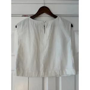 Abercrombie & Fitch White‎ Linen Blend Sleeveless Crop Blouse Keyhole Back XS thumbnail 3