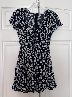 Kiss The Sky Black Floral Daisy Mini Dress thumbnail 1