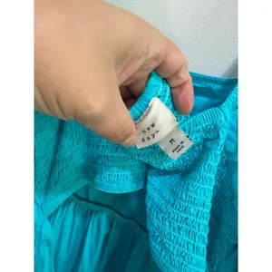 A New Day Teal Puff Sleeve Square Neck Cotton Pocket Mini Dress Size M‎ thumbnail 5