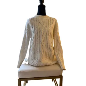 Banana Republic Snow Day Cable Knit Sweater Small Oversized Cream Cotton Wool thumbnail 4