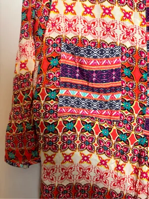 Anthro Fig & Flower Colorful Boho Festival Print Lightweight Tunic Dress thumbnail 5