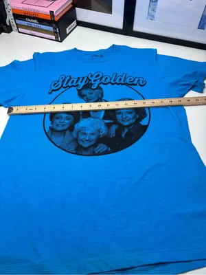 Stay Golden Short Sleeve Adult Tee Bright Royal Blue Black Graphic NWOT Size M thumbnail 5