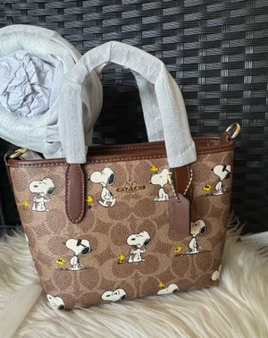 Coach X Peanuts City Mini Tote Bag In Signature Canvas With Snoopy Print CBS83 thumbnail 1