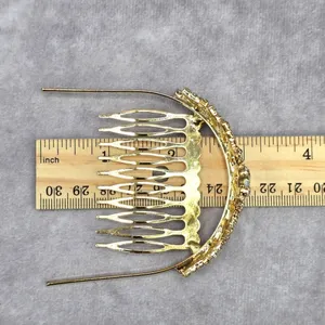 Gold Rhinestone Crown Tiara Clip Hair Bridal Accessories Fashion‎ Jewlery JB2-9 thumbnail 6