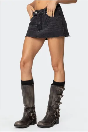 Edikted Low Rise Denim Micro Skort thumbnail 4