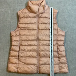 Uniqlo Ultra Light Down Vest Large Peach Pink Puffer Quilted Water Repellent thumbnail 4