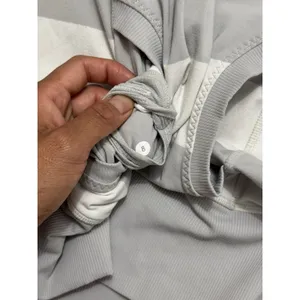 Lululemon Women's Hoodie Sweatshirt Gray White Striped COWL Size 8 thumbnail 6