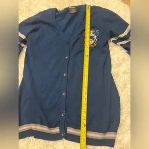Harry Potter Blue Ravenclaw Cardigan Academic Varsity Stripe sweater Large thumbnail 6