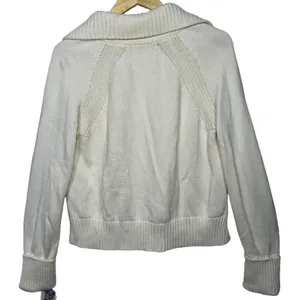 Abercrombie & Fitch Cream Long Sleeve Collared Pullover V-Neck Sweater Size M thumbnail 2