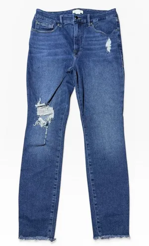 Good American Good Legs Ankle Skinny Jeans‎ Distressed Raw Hem Blue 10/30 Sassy thumbnail 1