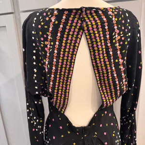 Free People Coryn Black Cherry Print Open Back Long Sleeve Mini Dress Size 12 thumbnail 6